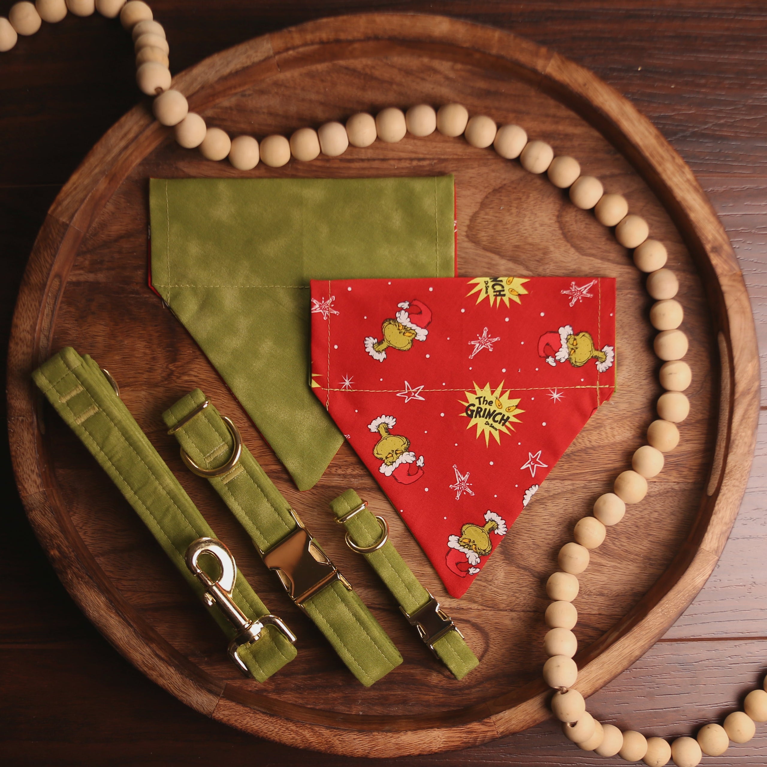 Holiday Grinch Bandana Three Shepherds Dog Accessories